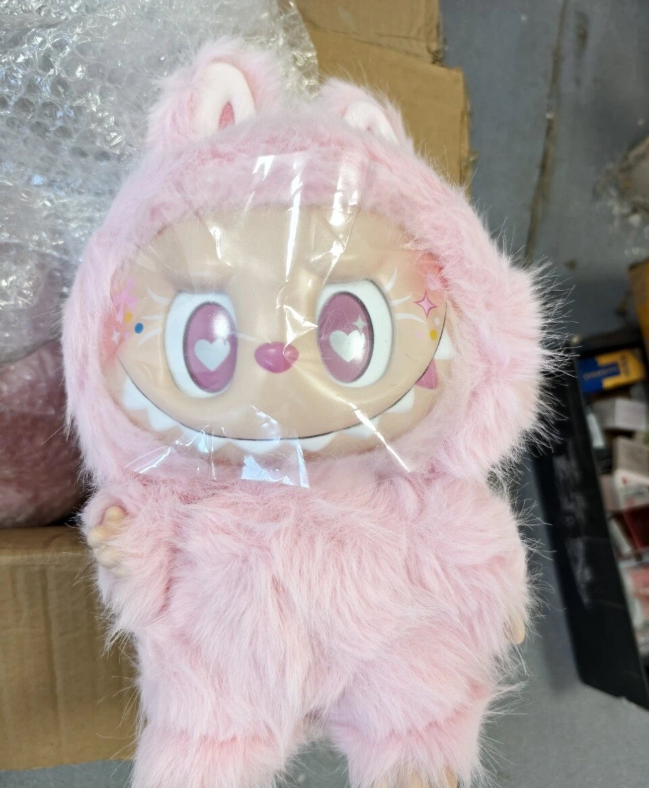 38cm Pink Love Monster vinyl face doll.