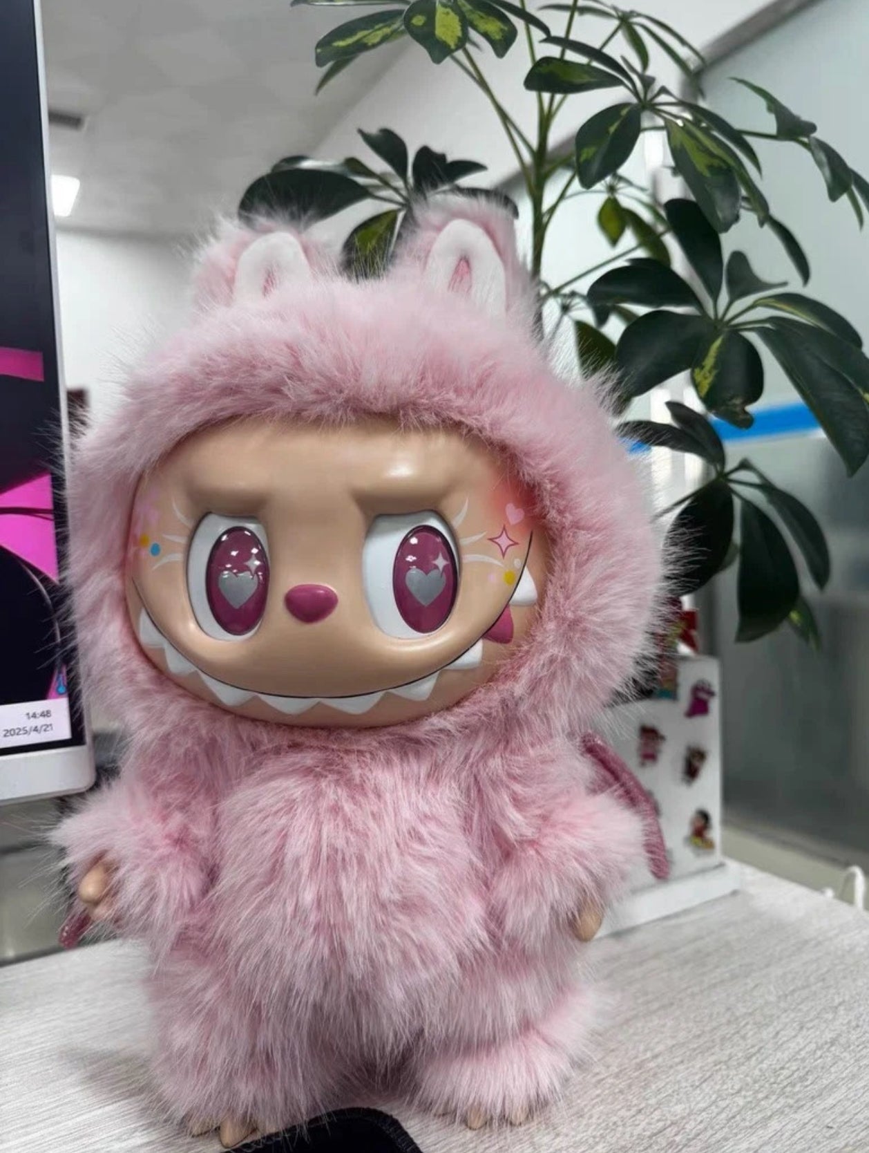 38cm Pink Love Monster vinyl face doll.