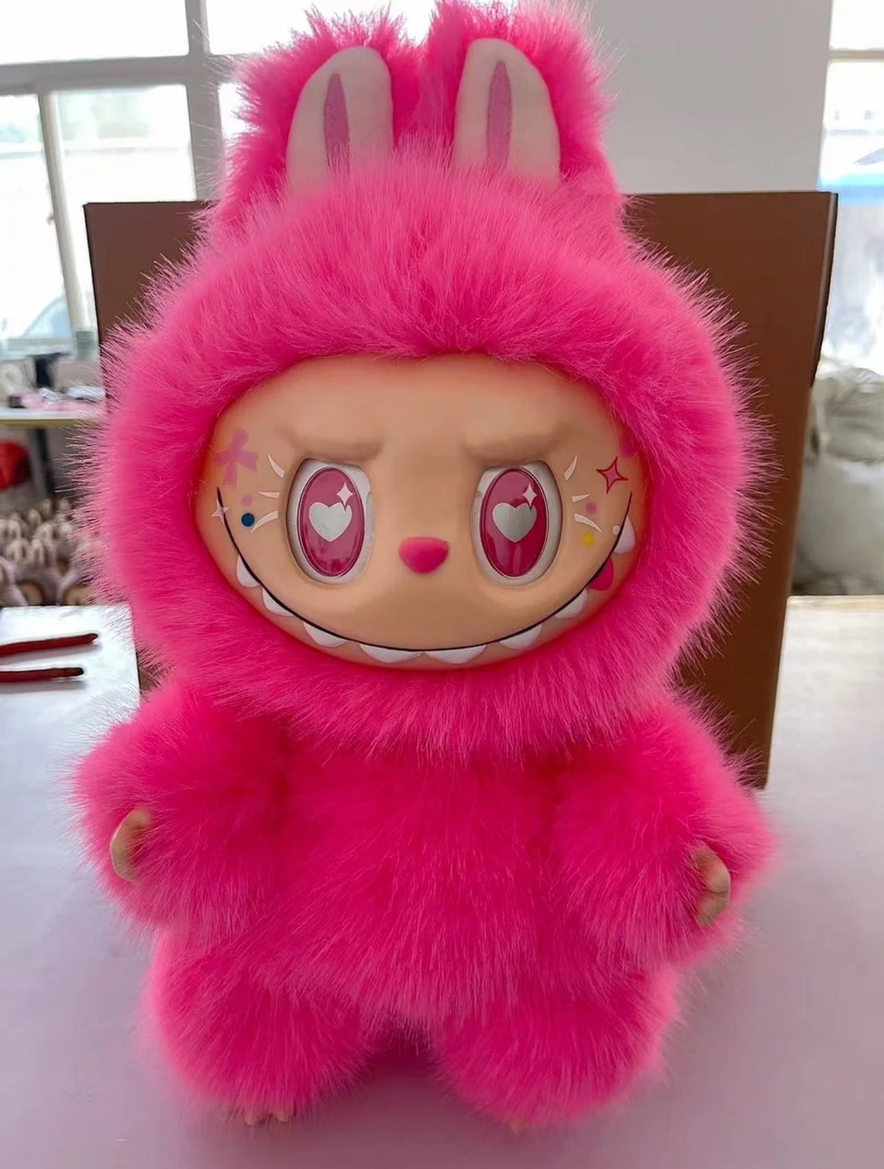 38cm Neon Pink Love Monster Vinyl Face Doll