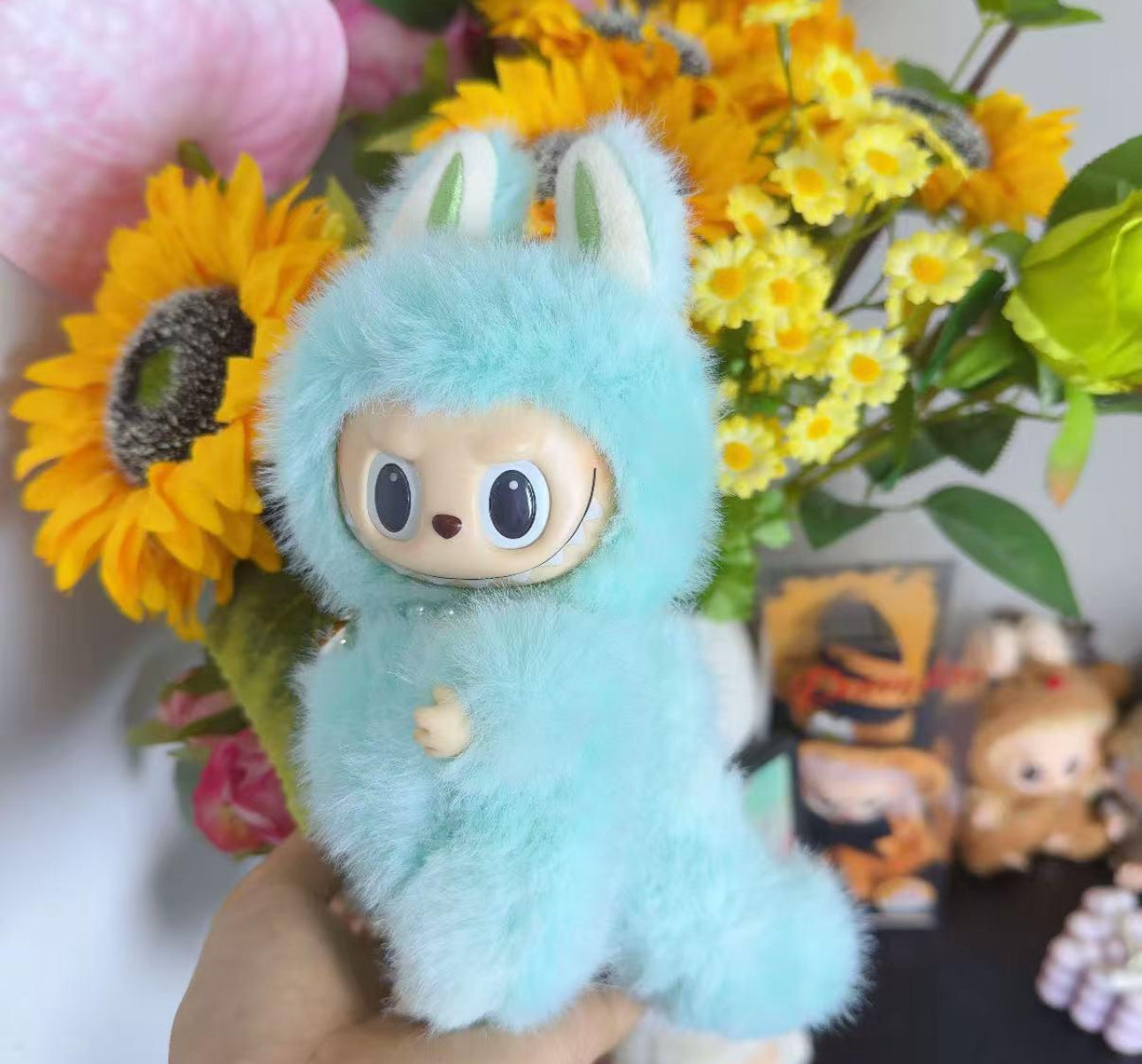 Cyan Monster Vinyl Face Doll with removal Magentic Tail